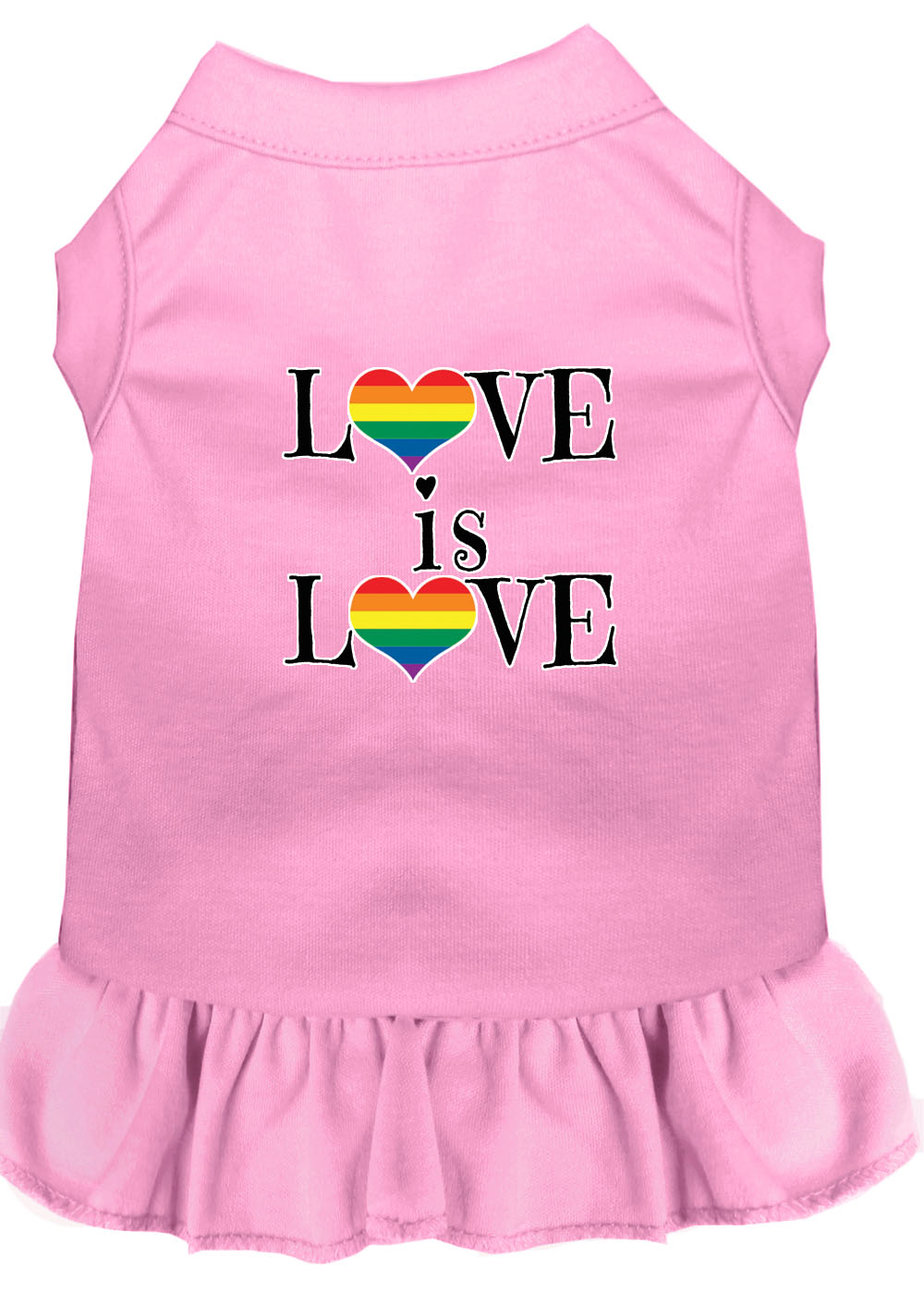 Love is Love Screen Print Dog Dress Light Pink XL